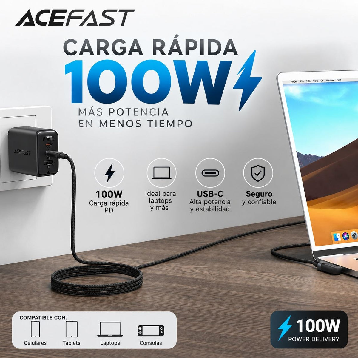 ACEFAST C5-03 Cable Tipo C a Tipo C a 100 Watts