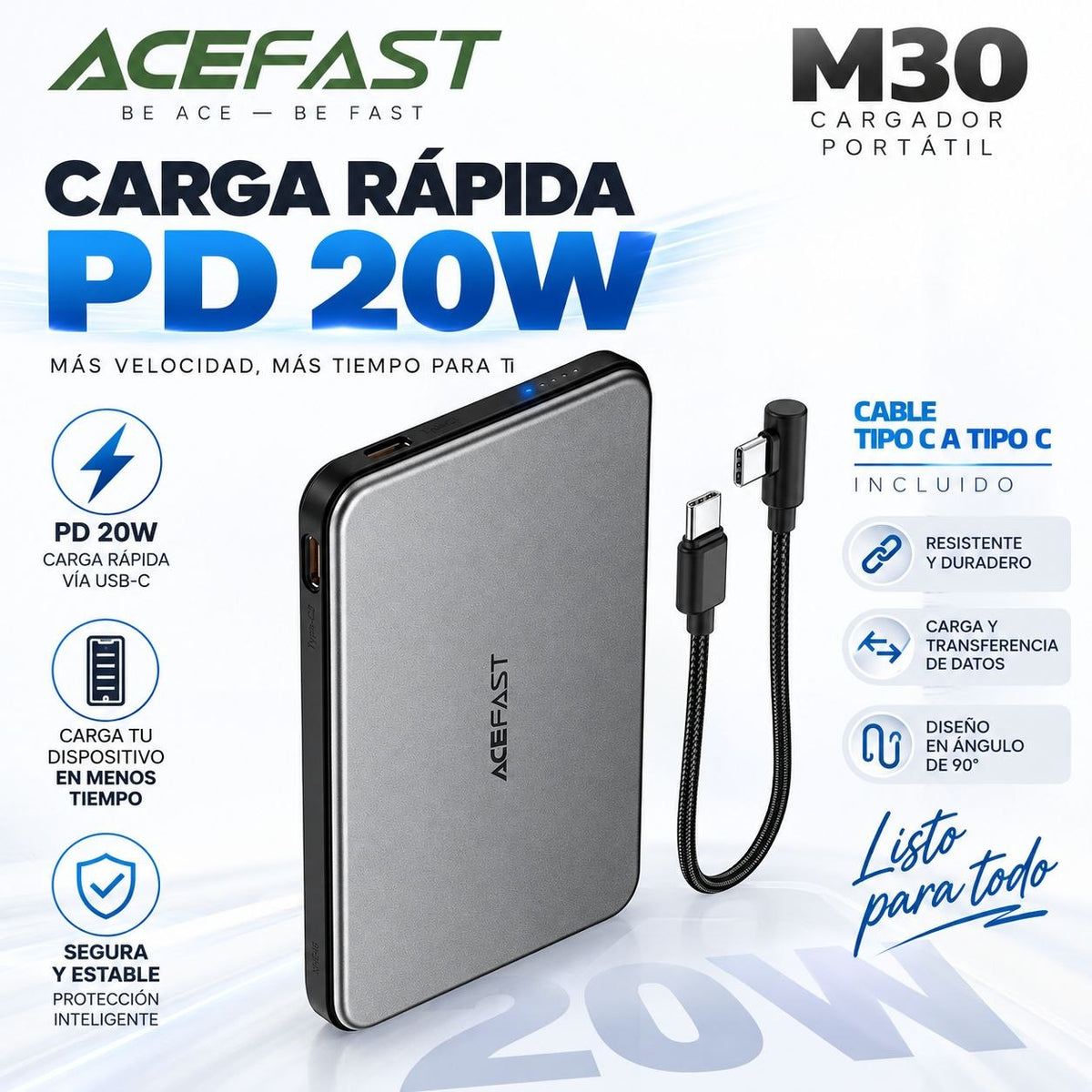 ACEFAST M30 de 5000 Carga rápida Magsafe delgado