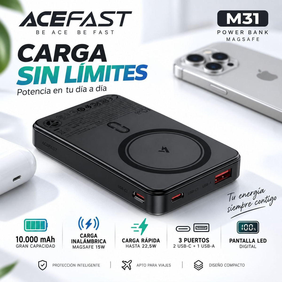 ACEFAST M31 de 10000 Carga rápida Magsafe
