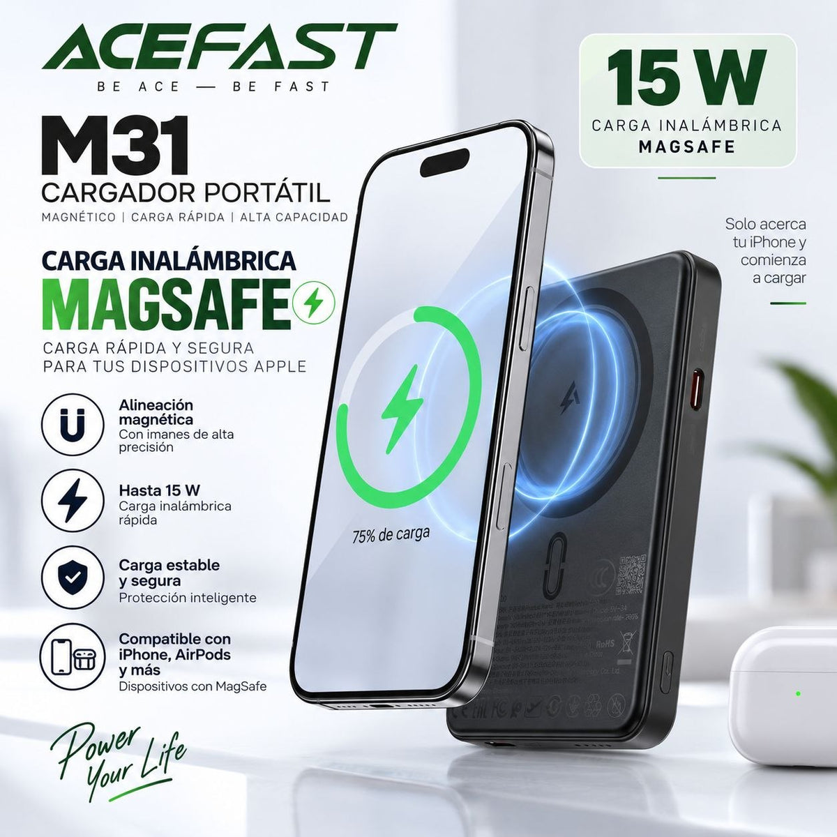 ACEFAST M31 de 10000 Carga rápida Magsafe
