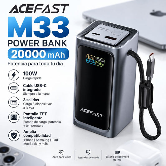 ACEFAST M33 de 20000 mAh Carga Rápida 100 Watts