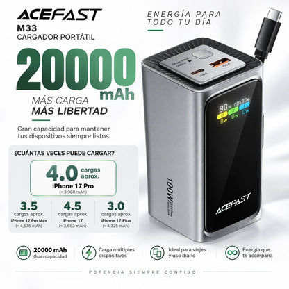 ACEFAST M33 de 20000 mAh Carga Rápida 100 Watts