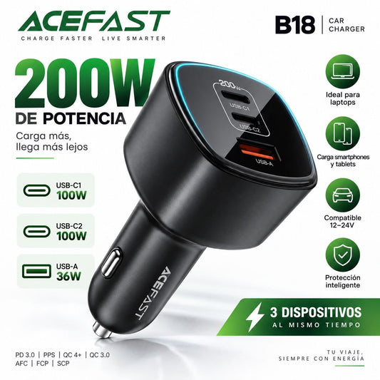ACEFAST B18 Cargador de Auto Súper Rápido / 200 Watts