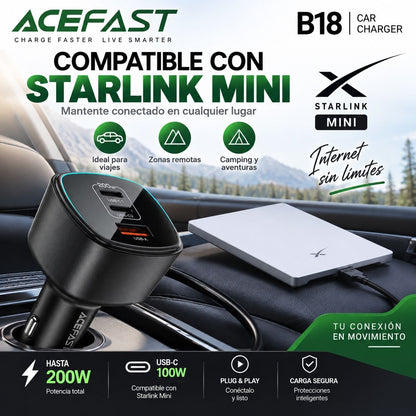 ACEFAST B18 Cargador de Auto Súper Rápido / 200 Watts