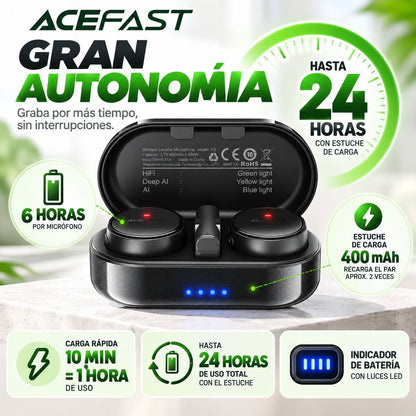 ACEFAST R3 Micrófono Dual de doble receptor de solapa