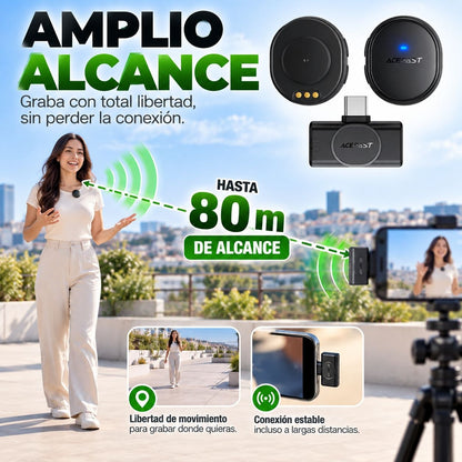 ACEFAST R3 Micrófono Dual de doble receptor de solapa