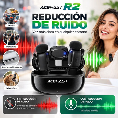 ACEFAST R2 Micrófono Dual de doble receptor de solapa