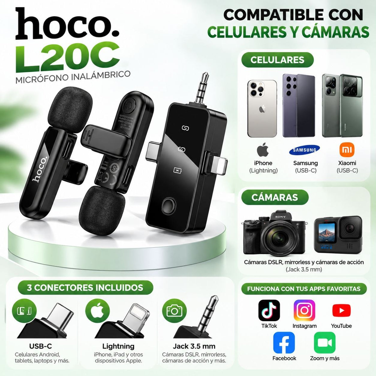 HOCO L20C Micrófono Dual de triple receptor
