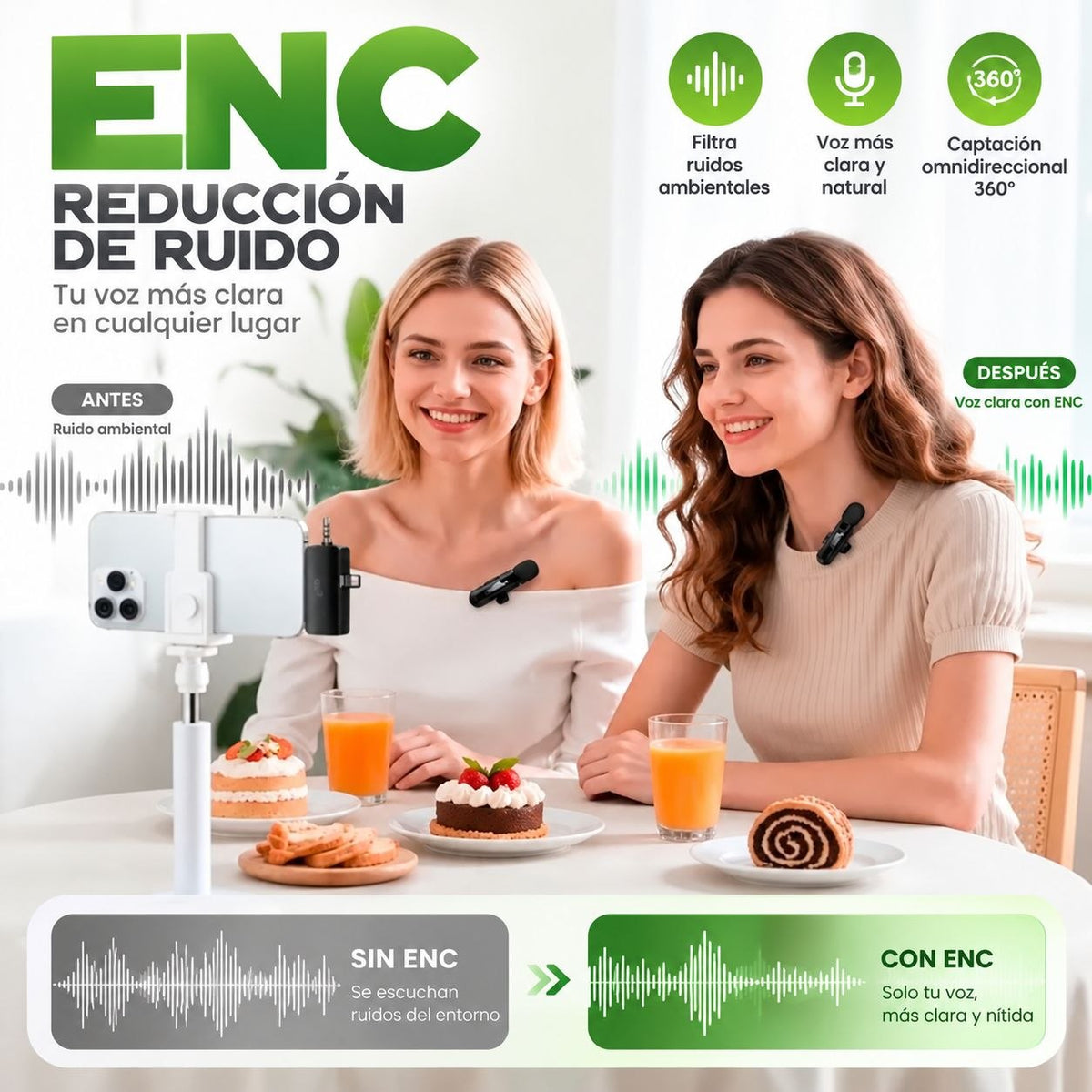 HOCO L20C Micrófono Dual de triple receptor