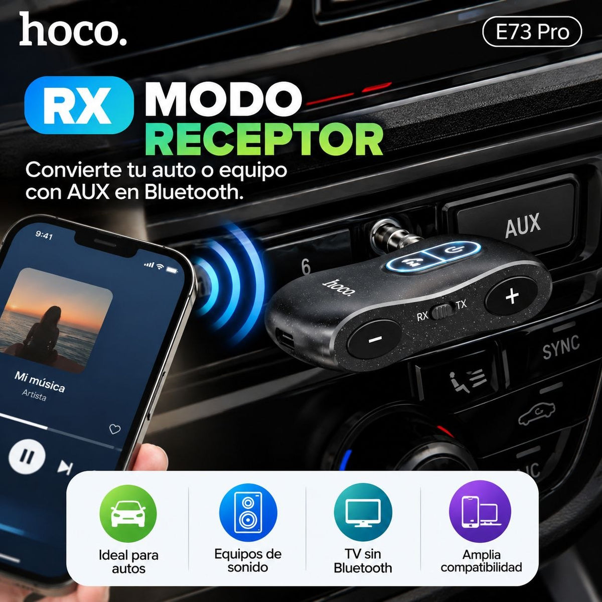 HOCO E73 pro Transmisor & Receptor Bluetooth