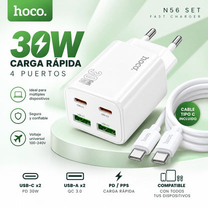 HOCO N56 Cargador Rápido a 30 Watts GaN