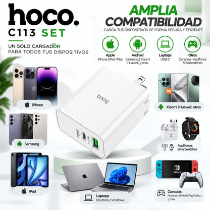 HOCO C113 Cargador Super Rápido 65 Watts + Cable Tipo C