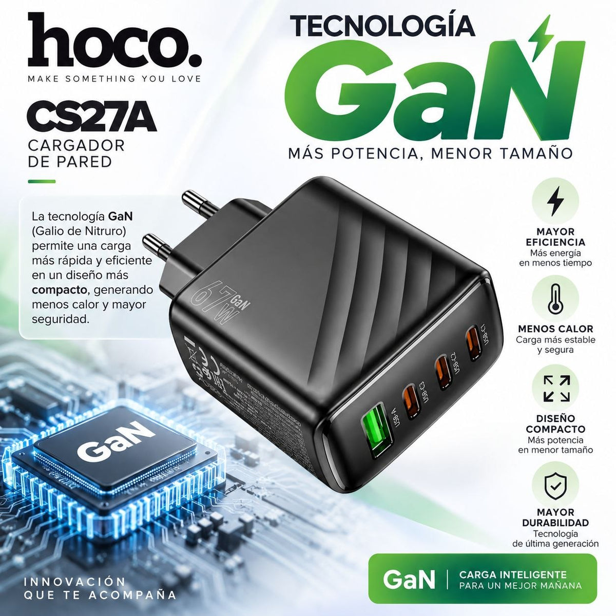 HOCO CS27 Cargador Rápido a 67 Watts
