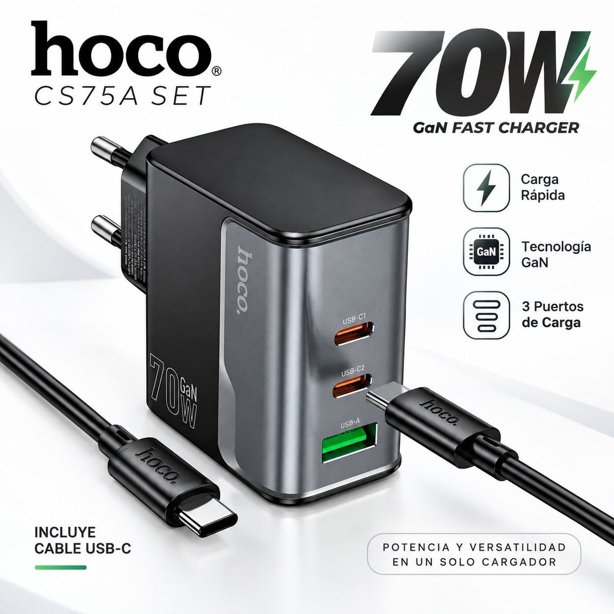 HOCO CS75A Cargador Rápido a 70 Watts