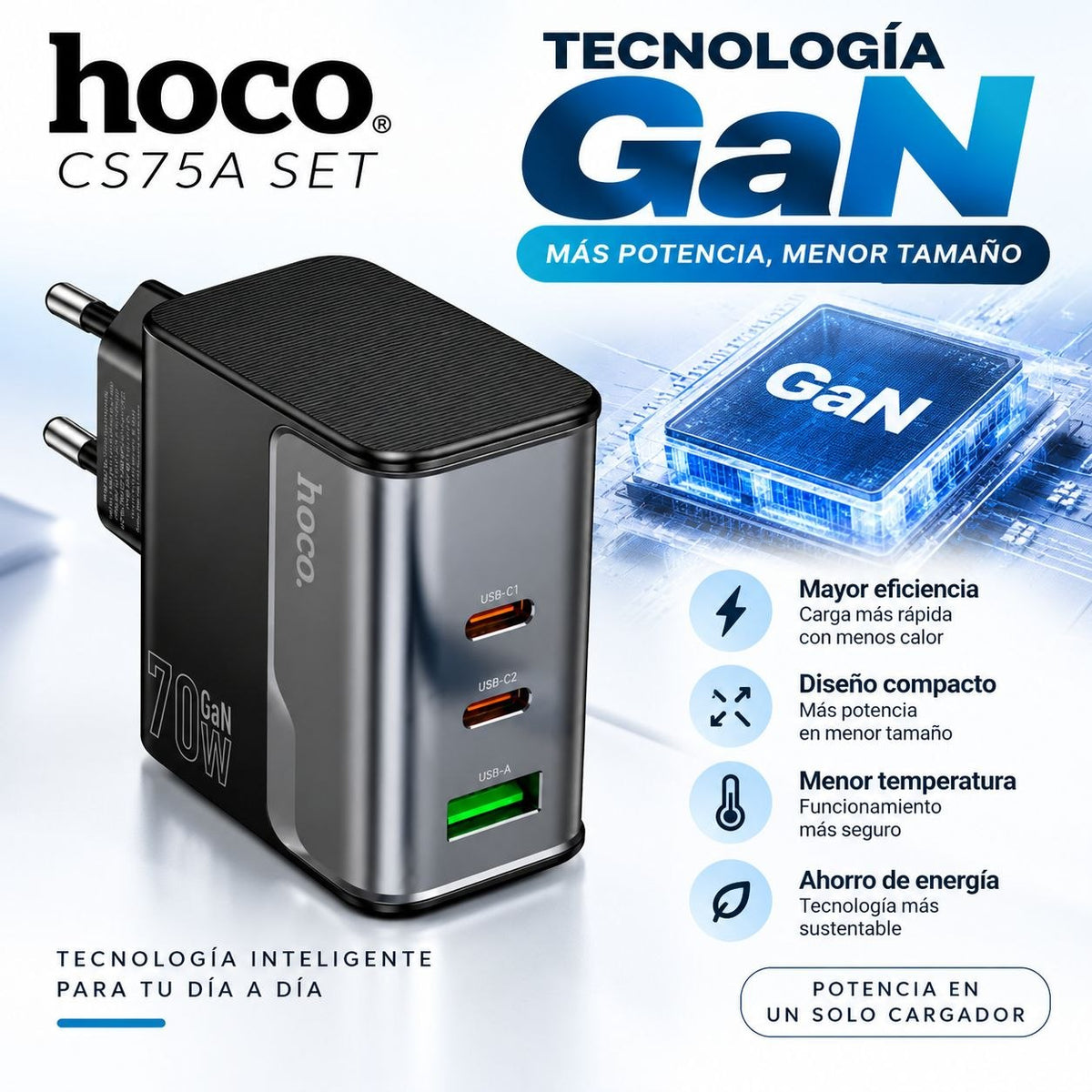 HOCO CS75A Cargador Rápido a 70 Watts