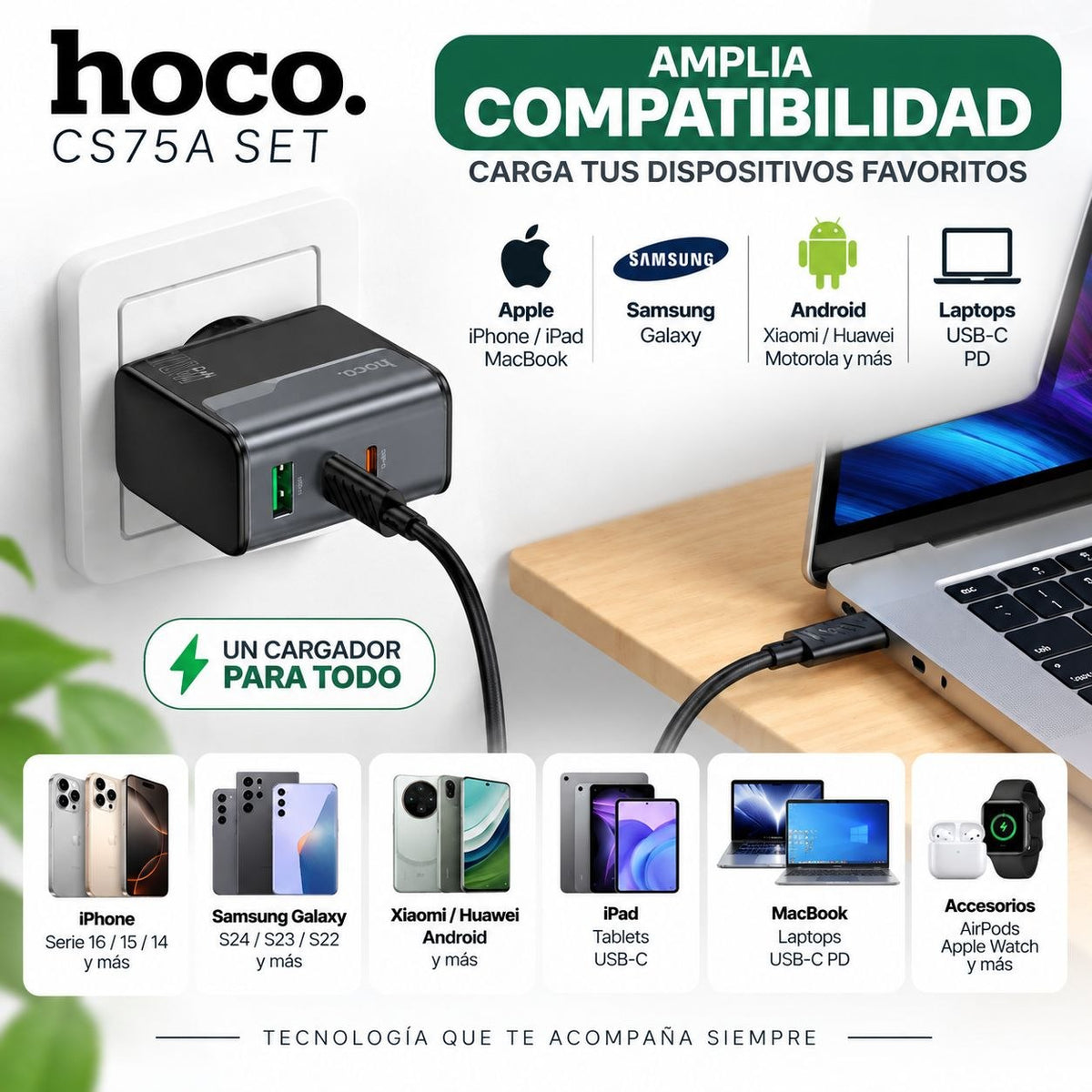 HOCO CS75A Cargador Rápido a 70 Watts