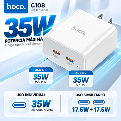 HOCO C108 Cargador Super Rápido 35 Watts + Cable Tipo C