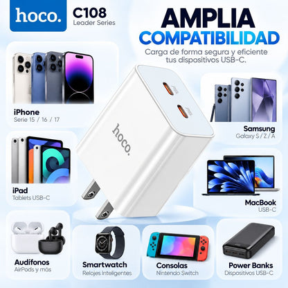 HOCO C108 Cargador Super Rápido 35 Watts + Cable Tipo C