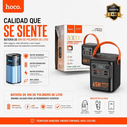 HOCO J152 pro de 80000 mAh Carga rápida 65 Watts