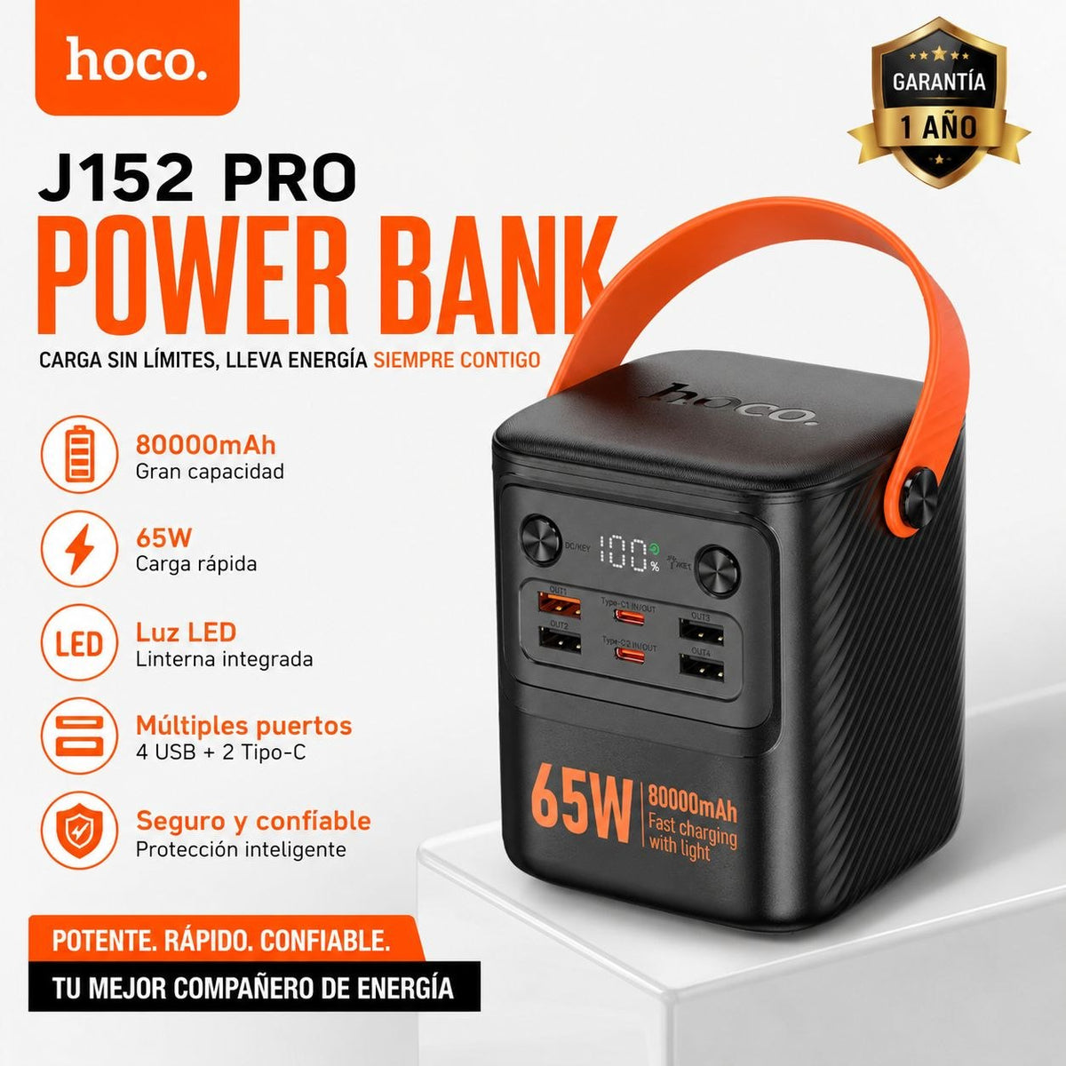 HOCO J152 pro de 80000 mAh Carga rápida 65 Watts