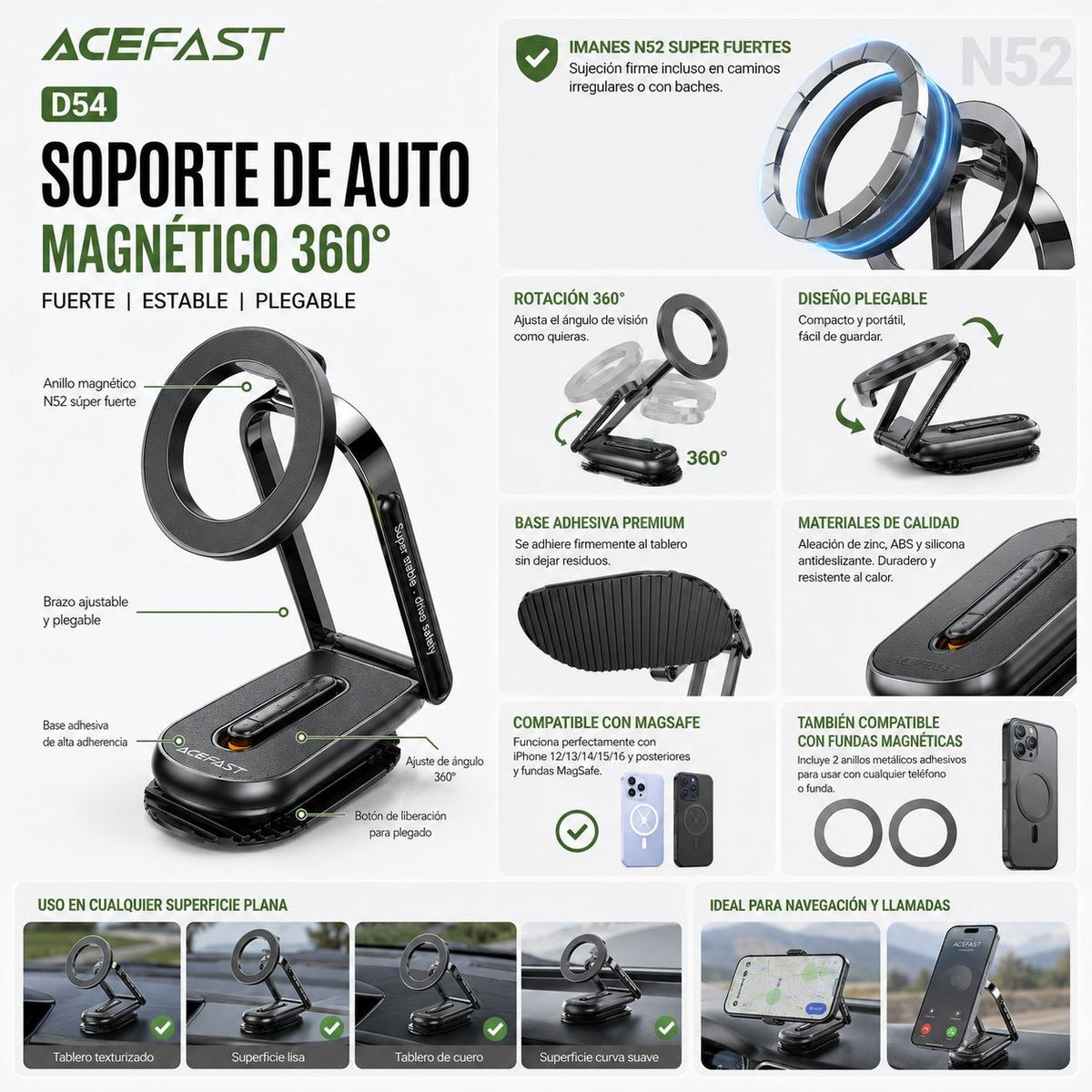 ACEFAST D54 Soporte de auto para iPhone
