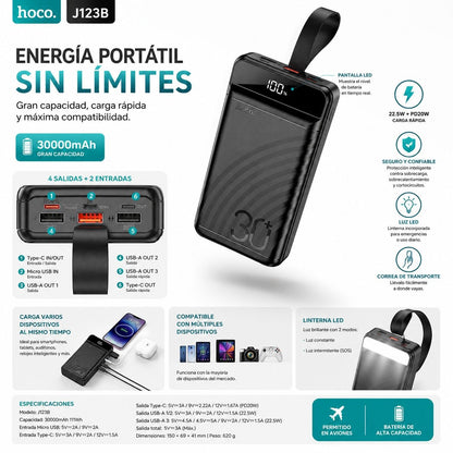 HOCO J123B de 30000 mAh Carga rápida